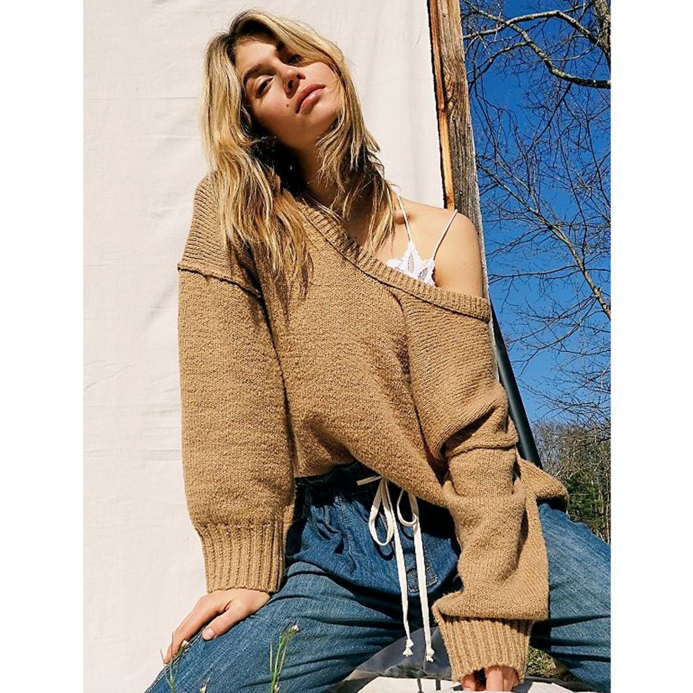 NEW Free People Brookside Tunic Sweater Camel $128 - Picture 3 of 10